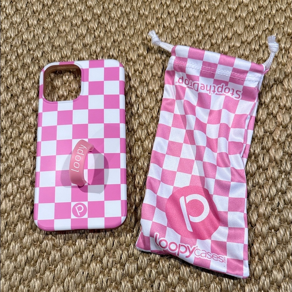 Loopy Case Pink and White Checkered Phone Cover
